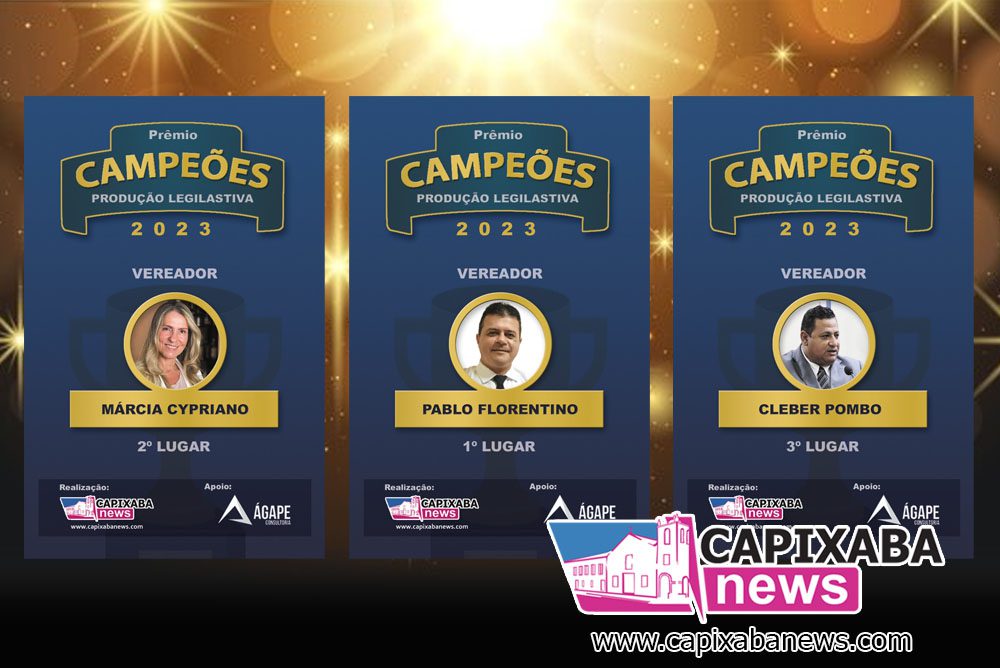 Prêmio “Campeões de Produção Legislativa 2023”: Veja quem são os ganhadores da Câmara de Anchieta Prêmio “Campeões de Produção Legislativa 2023”: Veja quem são os ganhadores da Câmara de Anchieta