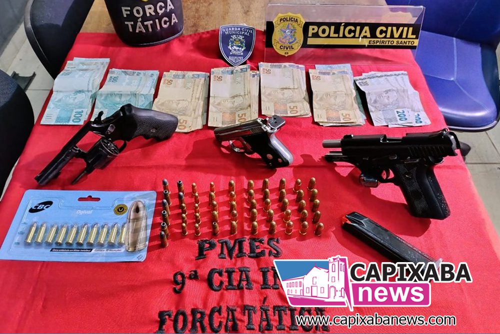Marataízes: ação conjunta resulta na detenção de dois suspeitos e na apreensão de armas e drogas Marataízes: ação conjunta resulta na detenção de dois suspeitos e na apreensão de armas e drogas