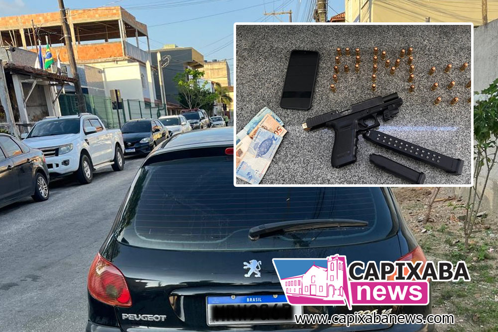 Polícia Militar apreende pistola automática durante abordagem em Itapemirim Polícia Militar apreende pistola automática durante abordagem em Itapemirim