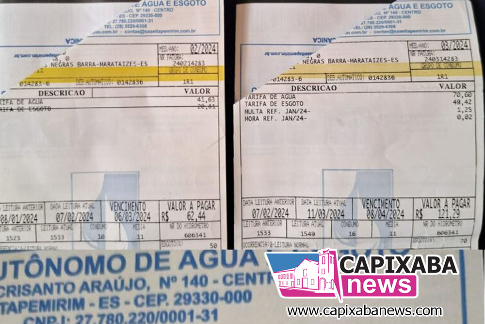 Suposta cobrança irregular na tarifa de água e esgoto leva SAAE de Itapemirim à Justiça Suposta cobrança irregular na tarifa de água e esgoto leva SAAE de Itapemirim à Justiça