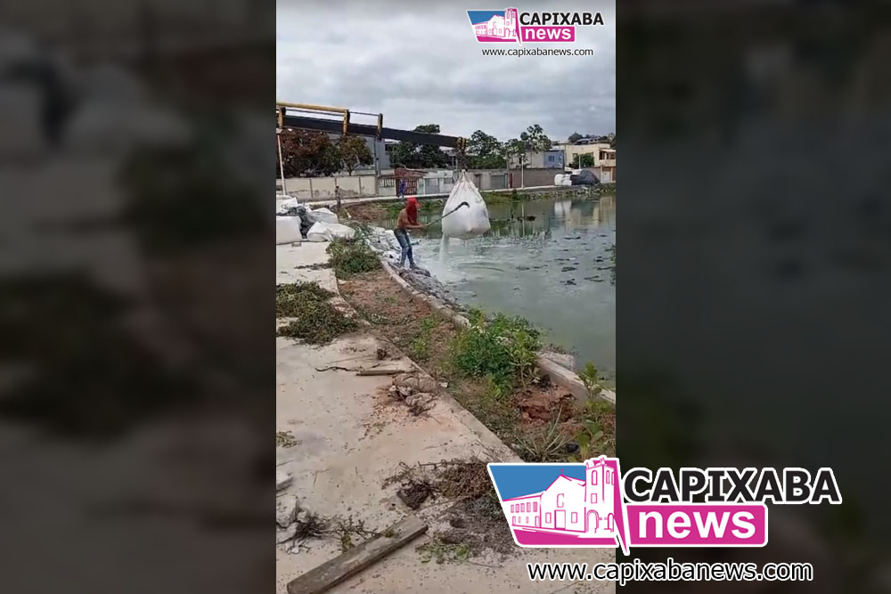 Urgente: novas imagens chocantes revelam despejo de cal na Lagoa do Meio, em Marataízes Urgente: novas imagens chocantes revelam despejo de cal na Lagoa do Meio, em Marataízes