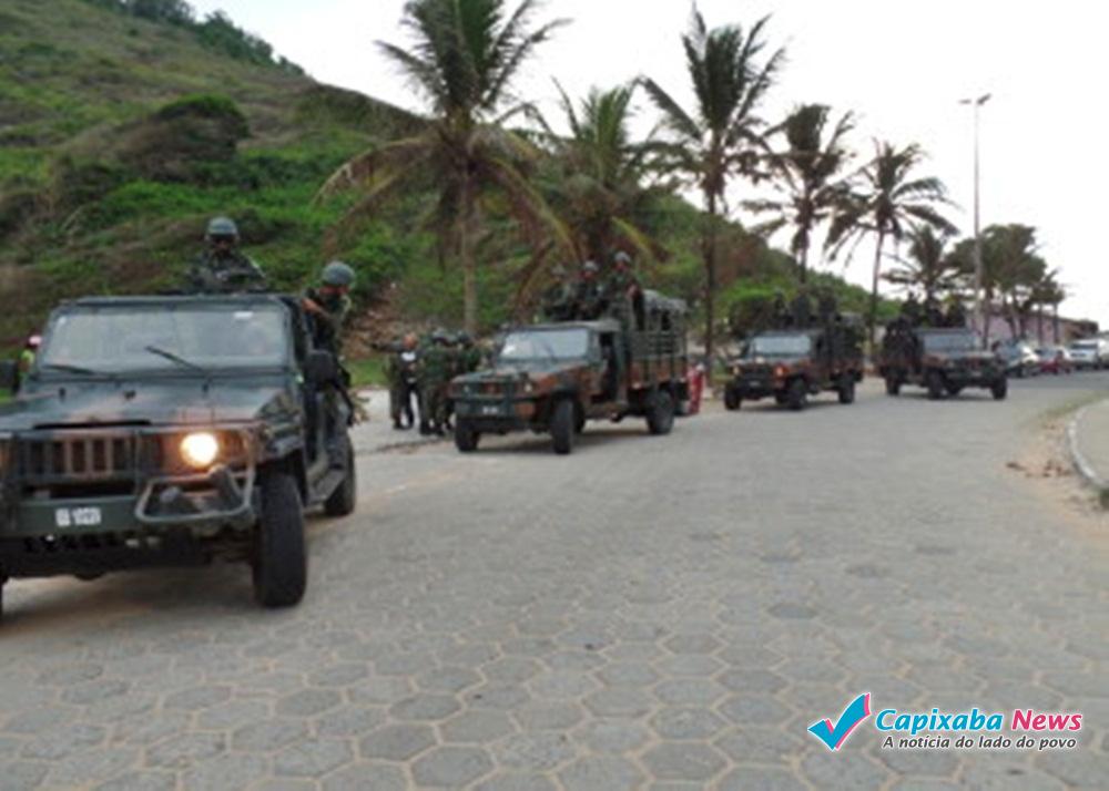 Tropas do Exército já estão patrulhando as ruas de Guarapari Tropas do Exército já estão patrulhando as ruas de Guarapari