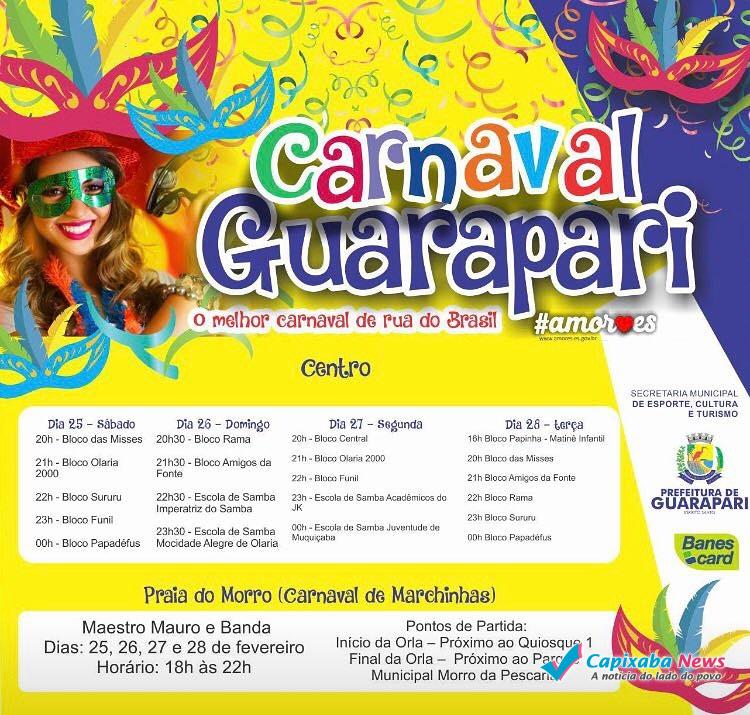 Prefeitura de Guarapari divulga programação oficial do Carnaval 2017 Prefeitura de Guarapari divulga programação oficial do Carnaval 2017