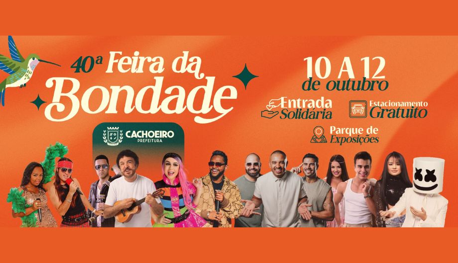 Feira da Bondade em Cachoeiro: Música e Solidariedade de 10 a 12 de outubro Feira da Bondade 2025 anuncia programação completa com grandes atrações nacionais e locais - Prefeitura de Cachoeiro de Itapemirim