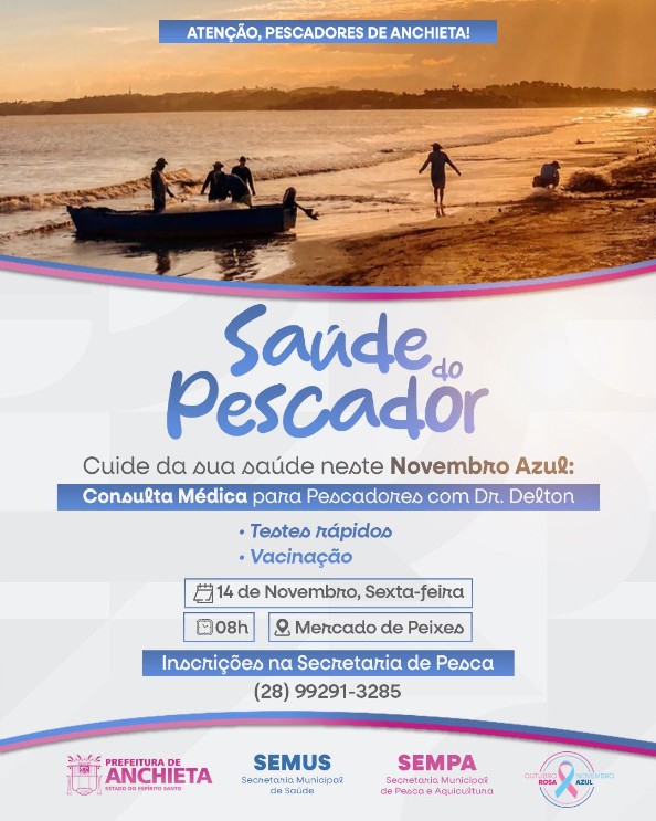Pescadores de Anchieta recebem atendimento médico em ação de saúde nesta sexta-feira Notícia Pescadores de Anchieta terão consulta médica em ação de saúde na sexta (14) - Prefeitura Municipal de Anchieta