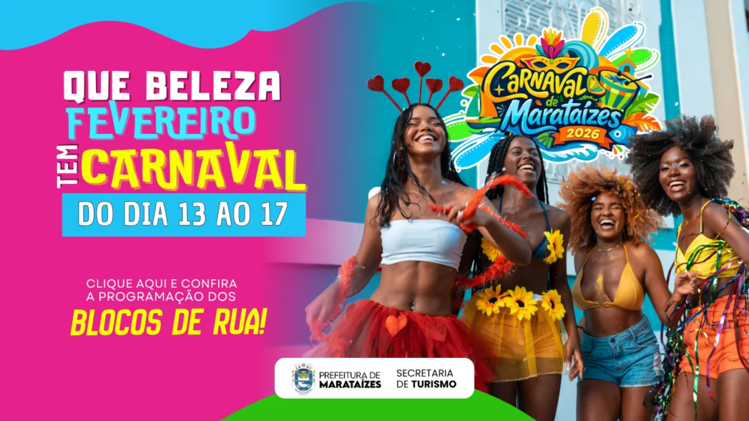 Programação de Blocos de Carnaval em Marataízes já está disponível! Prepare a fantasia! Saiu a programação dos blocos de Carnaval em Marataízes