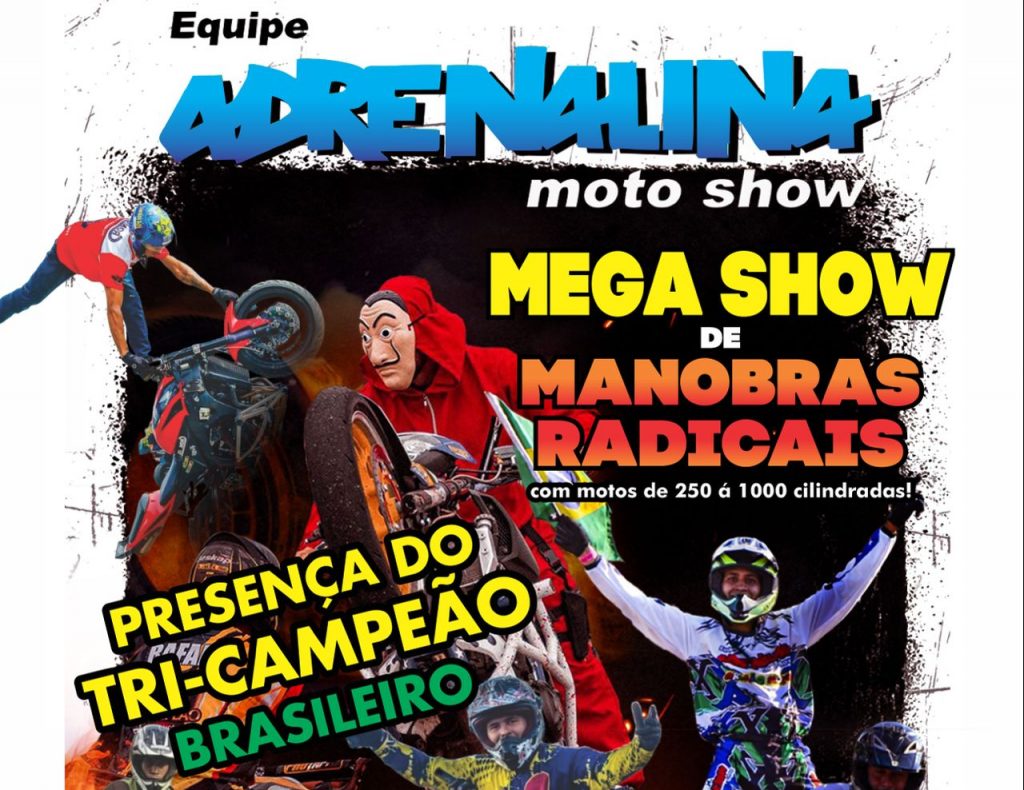 Cachoeiro recebe espetáculo de manobras radicais com Adrenalina Moto Show dia 26 Cachoeiro recebe mega show de manobras radicais com motos nesta quinta (26) - Prefeitura de Cachoeiro de Itapemirim