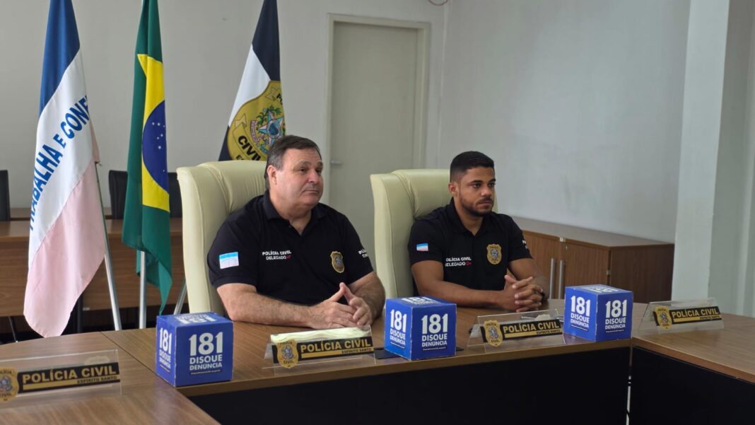 <p><strong>Polícia Civil prende dupla por homicídio motivado por denúncia falsa na Serra</strong></p> <p><strong>Polícia Civil prende dupla por homicídio motivado por denúncia falsa na Serra</strong></p>