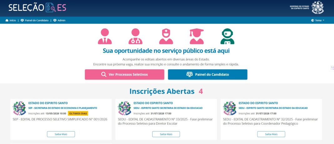 Governo do ES apresenta nova versão do sistema Seleção ES para cidadãos Governo do ES apresenta nova versão do sistema Seleção ES para cidadãos
