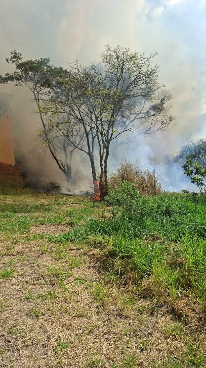 Notícia Incêndio em área de vegetação próximo à Escola Padre Anchieta é controlado; unidade não foi atingida - Prefeitura Municipal de Anchieta