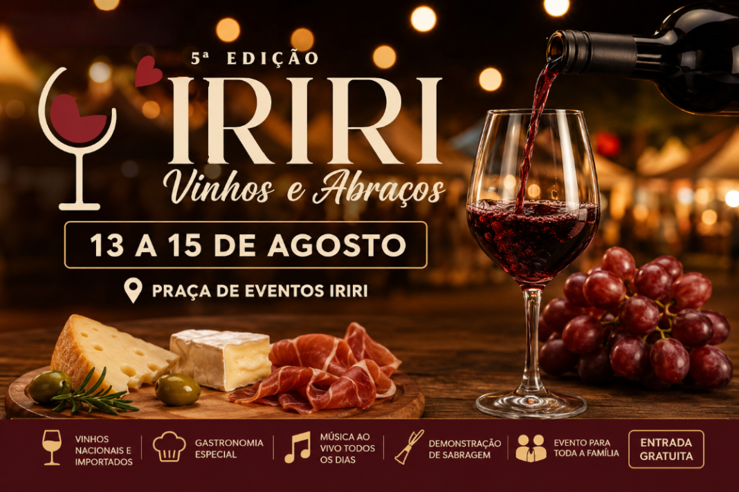 Iriri, Anchieta, recebe 5ª edição do “Vinhos e Abraços” com música e gastronomia Notícia Iriri recebe 5ª edição do “Vinhos e Abraços” com gastronomia, música e experiências - Prefeitura Municipal de Anchieta